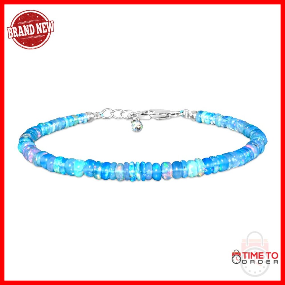 Sterling Silver Opal Bracelet Elegant Minimalist Healing Crystal Jewelry